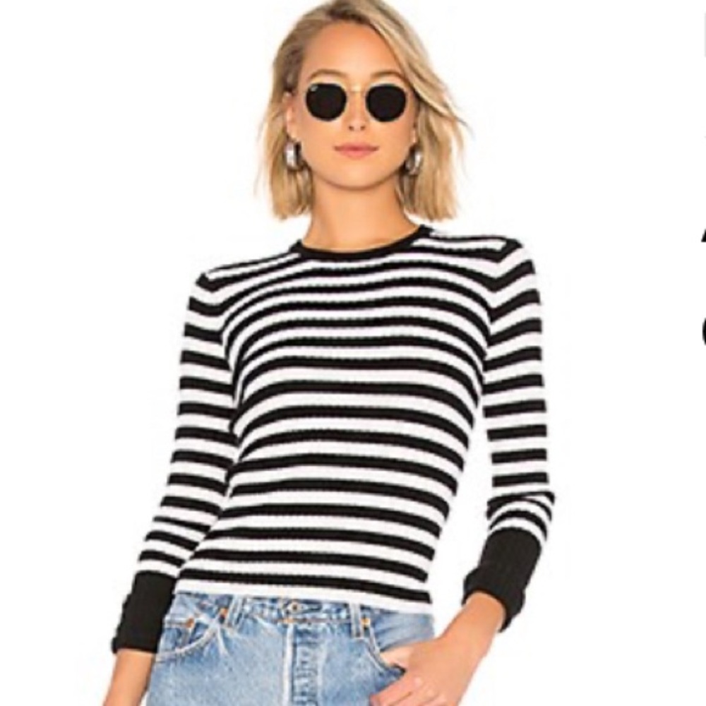 ATM Anthony Thomas Melillo Striped Wool Ribbed Crewneck Sweater - size large